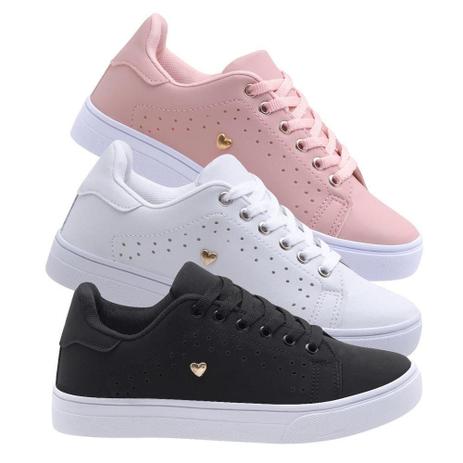 Kit 3 Pares Tênis Casual Feminino Sbelta Cano Curto Macio Menor preço em Kit 3 Pares Tênis Casual Feminino Sbelta Cano Curto Macio