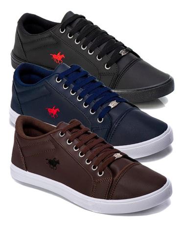 Kit 3 Pares Tênis Casual Masculino Lançamento Original Top - POLO ENERGY Menor preço em Kit 3 Pares Tênis Casual Masculino Lançamento Original Top - POLO ENERGY