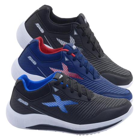 Kit 3 Pares Tênis Masculino FXB Esportivo Academia Conforto Menor preço em Kit 3 Pares Tênis Masculino FXB Esportivo Academia Conforto