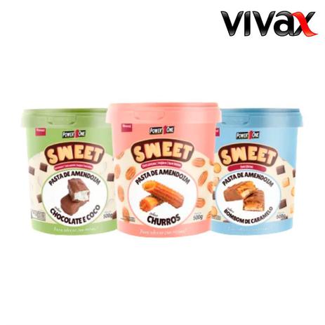KIT 3 PASTA DE AMENDOIM SWEET POWER ONE - 500g Menor preço em KIT 3 PASTA DE AMENDOIM SWEET POWER ONE - 500g