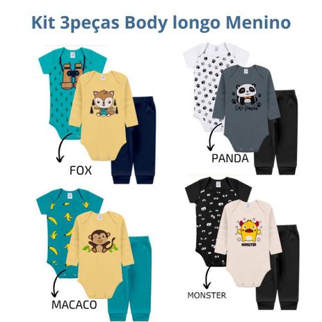 kit 3 pçs Roupa Bebê Body e Mijão menino menina 100% algodão - Lumari Kids Menor preço em kit 3 pçs Roupa Bebê Body e Mijão menino menina 100% algodão - Lumari Kids