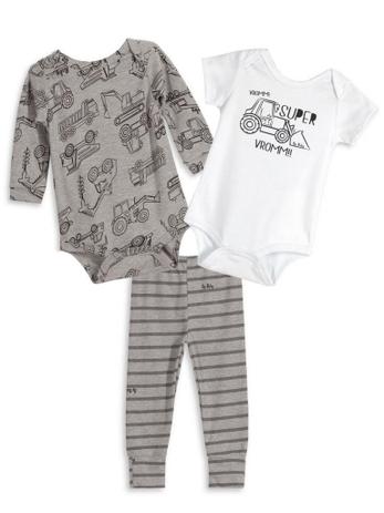 Kit 3 peças Up Baby Trator Bodies e Calça Cinza Menor preço em Kit 3 peças Up Baby Trator Bodies e Calça Cinza