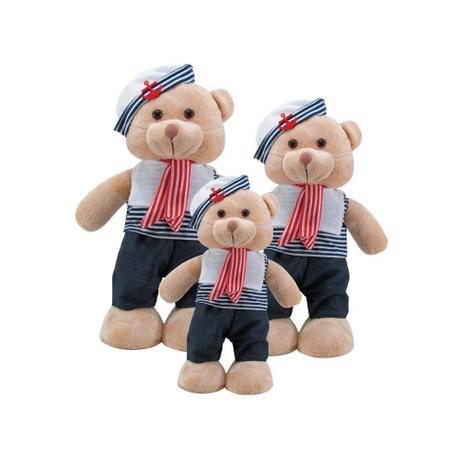 Menor preço em Kit 3 Peças Ursos Soft Pequeno, Médio e Grande Marinheiro em Pé Marinho e Vermelho com Chapéu - Mury baby