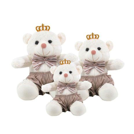 Kit 3 Peças Ursos Soft Pequeno, Médio e Grande Shorts Bege e Laço Listrado com Coroa - Mury baby Menor preço em Kit 3 Peças Ursos Soft Pequeno, Médio e Grande Shorts Bege e Laço Listrado com Coroa - Mury baby