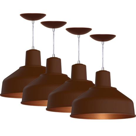 Kit 3 Pendentes Bedd 14 Retrô (Café Textura / Bronze) - Shop da iluminação Menor preço em Kit 3 Pendentes Bedd 14 Retrô (Café Textura / Bronze) - Shop da iluminação