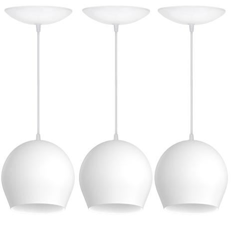 Kit 3 Pendentes Bola (Branco Textura / Branco) - Shop Da Iluminação Menor preço em Kit 3 Pendentes Bola (Branco Textura / Branco) - Shop Da Iluminação