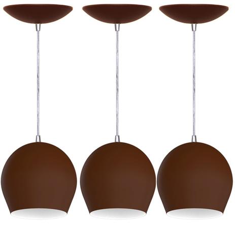 Kit 3 Pendentes Bola (Café Textura / Branco) - Shop da iluminação é boa?
