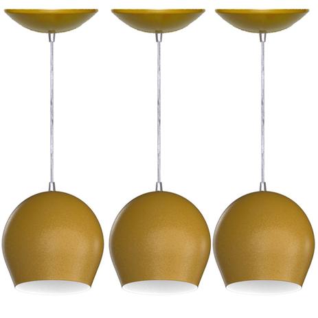 Kit 3 Pendentes Bola (Dourado/ Branco) - Shop da iluminação é boa?