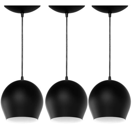 Kit 3 Pendentes Bola (Preto Textura / Branco) - Shop da iluminação é boa?