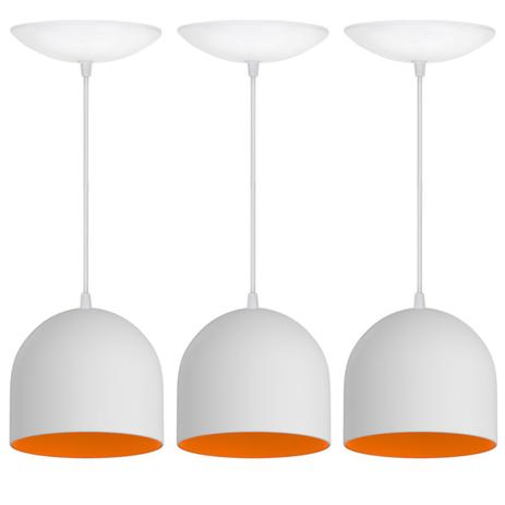Kit 3 Pendentes Bullet (Branco Textura / Laranja) - Shop da iluminação é boa?