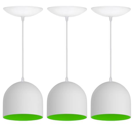 Kit 3 Pendentes Bullet (Branco Textura / Verde Limão) - Shop da iluminação Menor preço em Kit 3 Pendentes Bullet (Branco Textura / Verde Limão) - Shop da iluminação