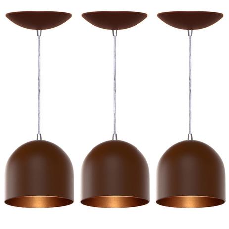 Kit 3 Pendentes Bullet (Café Textura / Bronze) - Shop da iluminação Menor preço em Kit 3 Pendentes Bullet (Café Textura / Bronze) - Shop da iluminação