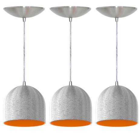 Kit 3 Pendentes Bullet (Escovado / Laranja) - Shop da iluminação Menor preço em Kit 3 Pendentes Bullet (Escovado / Laranja) - Shop da iluminação