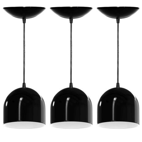 Kit 3 Pendentes Bullet (Preto Brilhante / Branco) - Shop da iluminação Menor preço em Kit 3 Pendentes Bullet (Preto Brilhante / Branco) - Shop da iluminação