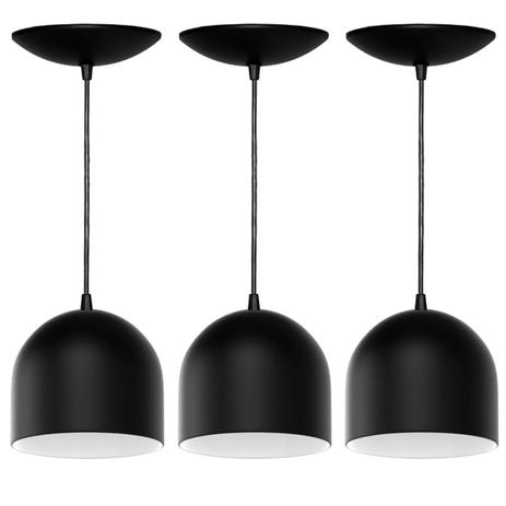 Kit 3 Pendentes Bullet (Preto Textura / Branco) - Shop da iluminação é boa?