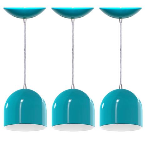 Kit 3 Pendentes Bullet (Turquesa / Branco) - Shop da iluminação Menor preço em Kit 3 Pendentes Bullet (Turquesa / Branco) - Shop da iluminação