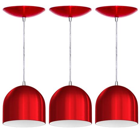 Kit 3 Pendentes Bullet (Vermelho Metálico / Branco) - Shop da iluminação é boa?