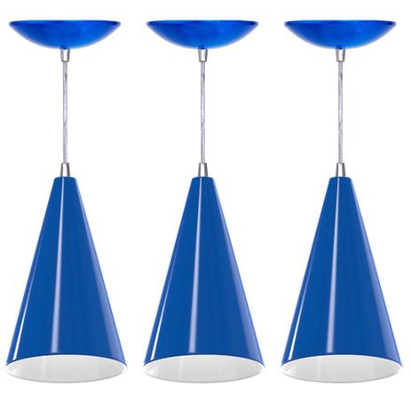 Kit 3 Pendentes Cone (Azul / Branco) - Shop da iluminação é boa?