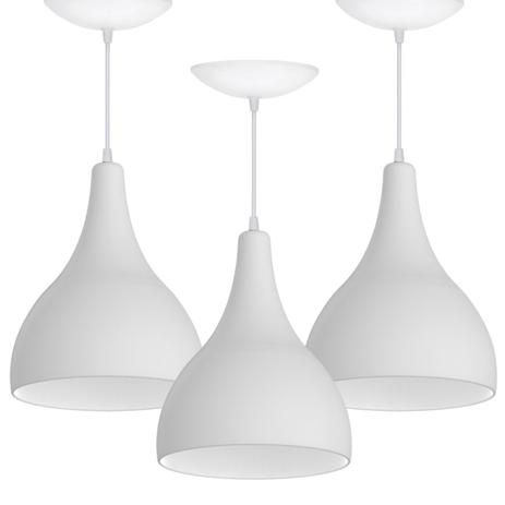 Kit 3 Pendentes Gota Grande (Branco Textura / Branco) - Shop da iluminação é boa?