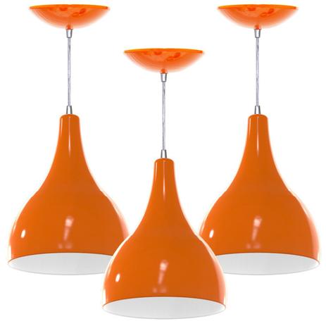 Kit 3 Pendentes Gota Grande (Laranja / Branco) - Shop da iluminação é boa?