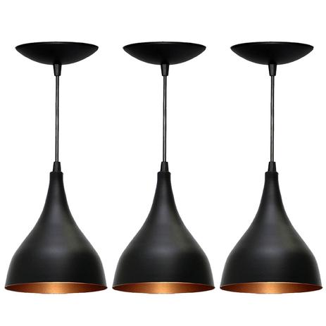 Kit 3 Pendentes Gota (Preto Textura/ Bronze) - Shop da Iluminação é boa?