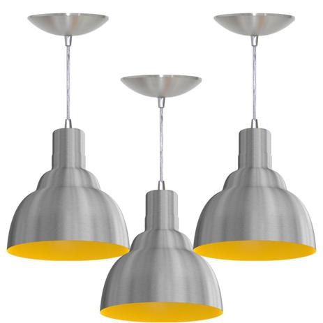 Kit 3 Pendentes PRV (Escovado / Amarelo) - Shop da iluminação é boa?