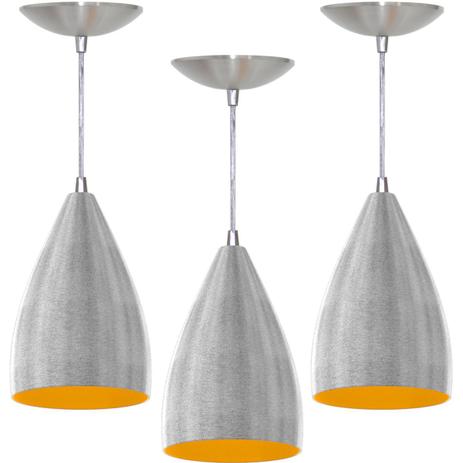 Kit 3 Pendentes Vegas (Escovado / Amarelo) - Shop da iluminação é boa?