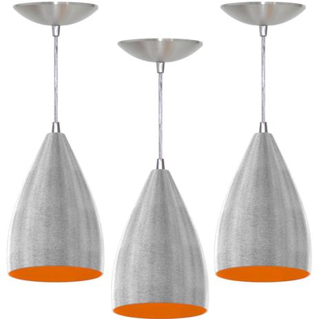Kit 3 Pendentes Vegas (Escovado / Laranja) - Shop da iluminação é ruim? Kit 3 Pendentes Vegas (Escovado / Laranja) - Shop da iluminação é boa?