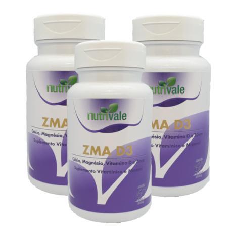Kit 3 Potes de ZMA Vitamina D3 180 Cápsulas de 500mg Nutrivale é boa?
