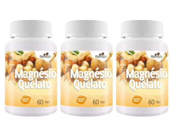 Kit 3 Potes Magnésio Quelato 30 180 Cápsulas de 500mg Nutrivale Menor preço em Kit 3 Potes Magnésio Quelato 30 180 Cápsulas de 500mg Nutrivale