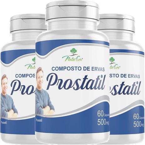 Menor preço em KIT 3 POTES - Produto Natural Para Próstata - Prostatil - 60 Cápsulas 500mg - Natuser
