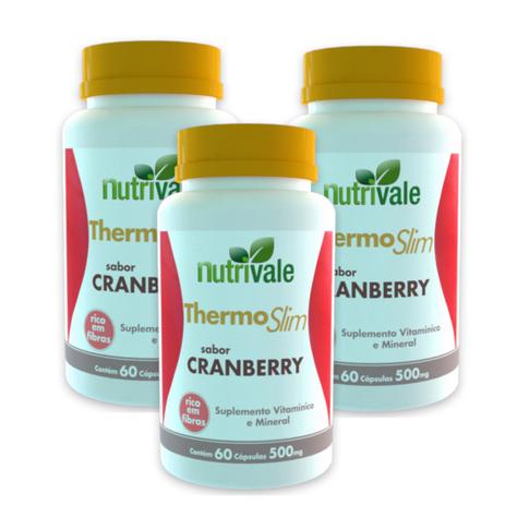 Kit 3 Potes Thermo Slim Cranberry 180 Cápsulas de 500mg Nutrivale Menor preço em Kit 3 Potes Thermo Slim Cranberry 180 Cápsulas de 500mg Nutrivale