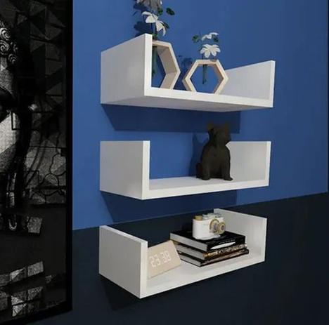 Kit 3 Prateleira Nichos U Quarto Livros 40x10 Mdf Branco 15mm - Bendita Ecommerce Menor preço em Kit 3 Prateleira Nichos U Quarto Livros 40x10 Mdf Branco 15mm - Bendita Ecommerce