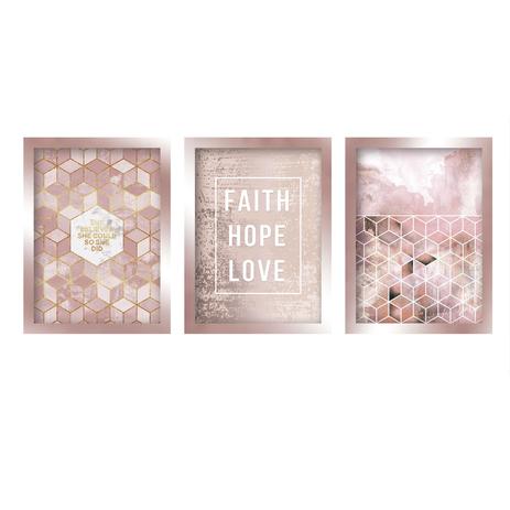 Kit 3 Quadro Decorativo De Parede Mosaico Moldura Rose Gold - Lima Decora Menor preço em Kit 3 Quadro Decorativo De Parede Mosaico Moldura Rose Gold - Lima Decora
