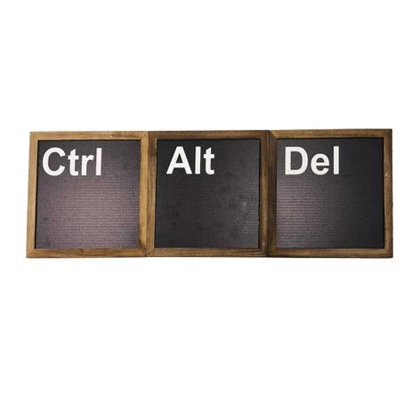 Kit 3 Quadros Decora Parede Madeira Mdf 20x20 Cntrl Alt Del - Maisaz Menor preço em Kit 3 Quadros Decora Parede Madeira Mdf 20x20 Cntrl Alt Del - Maisaz