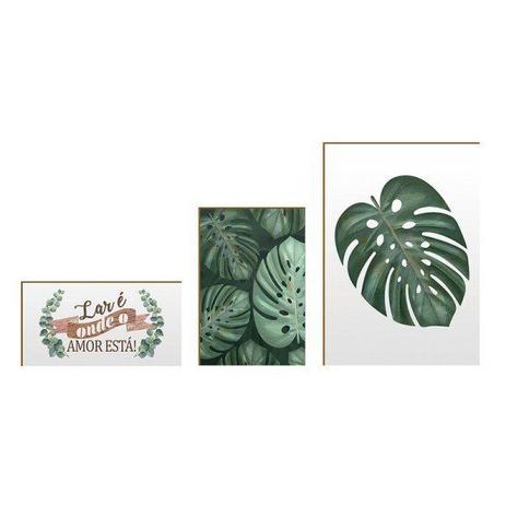 Kit 3 Quadros Decorativo Família Lar doce Lar Decoração Mdf Costela Adão Plantas Folhas Amor Hugart 80x40cm - Hugart Decorações Menor preço em Kit 3 Quadros Decorativo Família Lar doce Lar Decoração Mdf Costela Adão Plantas Folhas Amor Hugart 80x40cm - Hugart Decorações
