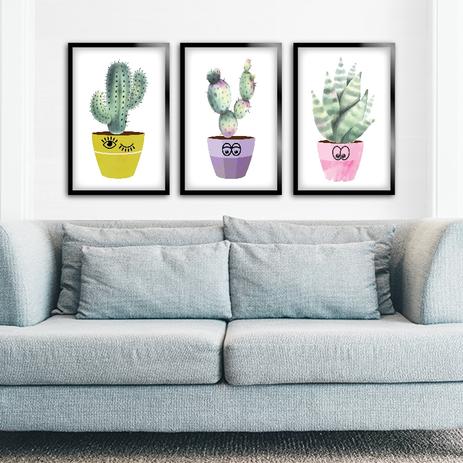 Kit 3 Quadros Decorativos Cactus Love - Art Print Menor preço em Kit 3 Quadros Decorativos Cactus Love - Art Print