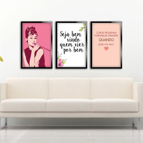 Kit 3 Quadros Decorativos Frases Seja Bem Vindo - Art print é boa?