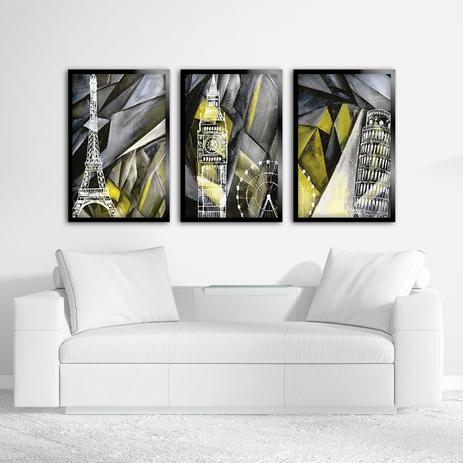Kit 3 Quadros Decorativos Mosaico Cidades Europa - Art print é boa?