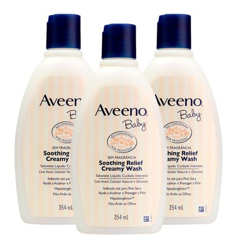 Kit 3 Sabonetes Líquidos Soothing Relief Aveeno Baby 354ml Menor preço em Kit 3 Sabonetes Líquidos Soothing Relief Aveeno Baby 354ml