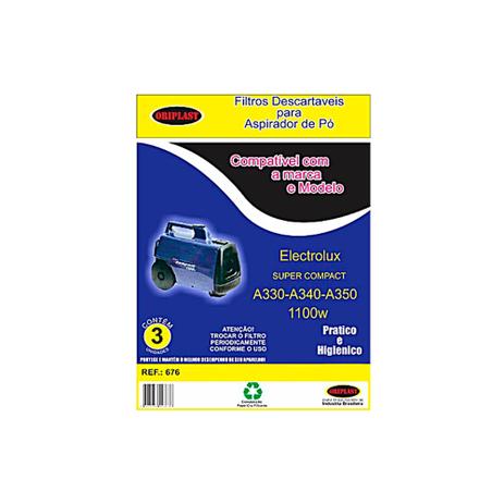 Kit 3 Sacos para Aspirador de Pó Electrolux Super Compact A330 Compatível - Greenbelt Menor preço em Kit 3 Sacos para Aspirador de Pó Electrolux Super Compact A330 Compatível - Greenbelt