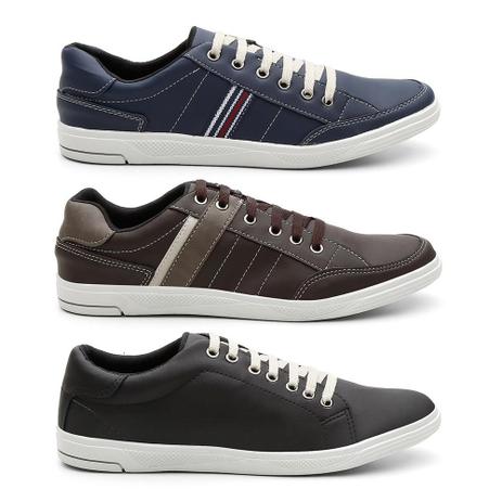 Kit 3 Sapatênis Casual Masculino Sola Borracha Dia Dia - Kreeper Menor preço em Kit 3 Sapatênis Casual Masculino Sola Borracha Dia Dia - Kreeper