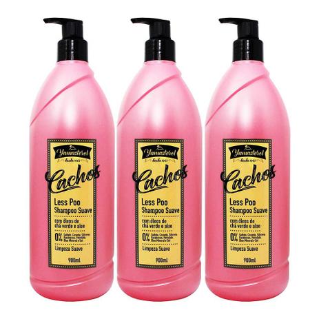 Kit 3 Shampoo Suave Less Poo Yamasterol Cachos 900ml - Yamá Menor preço em Kit 3 Shampoo Suave Less Poo Yamasterol Cachos 900ml - Yamá