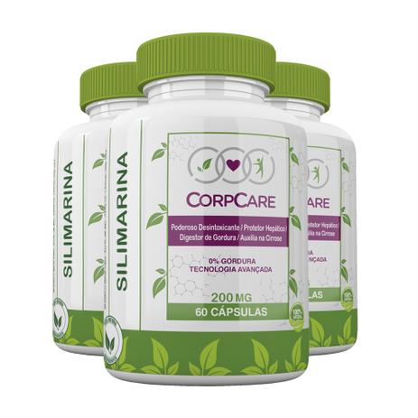 kit 3 Silimarina 200mg 60 Cápsulas - Corpcare Menor preço em kit 3 Silimarina 200mg 60 Cápsulas - Corpcare
