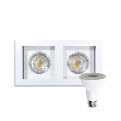 kit 3 Spot Duplo Embutir Recuado Flat Direcionável + 6 Led Par20 8w Branco Quente St615 - Starlumen Menor preço em kit 3 Spot Duplo Embutir Recuado Flat Direcionável + 6 Led Par20 8w Branco Quente St615 - Starlumen