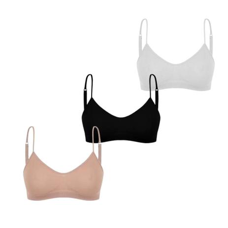 Kit 3 Sutiã Top Trifil Básico Conforto em Poliamida com Alça Ajustável Sem Bojo Sem Costura Sem Aro Menor preço em Kit 3 Sutiã Top Trifil Básico Conforto em Poliamida com Alça Ajustável Sem Bojo Sem Costura Sem Aro