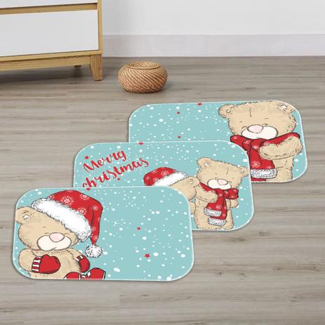 Kit 3 Tapetes Decorativos Natal Ursinhos - Love decor Menor preço em Kit 3 Tapetes Decorativos Natal Ursinhos - Love decor