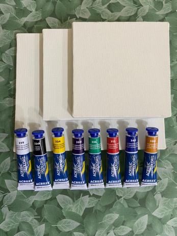 Kit 3 telas + estojo de tintas acrilica acrylic colors - Acrilex Menor preço em Kit 3 telas + estojo de tintas acrilica acrylic colors - Acrilex