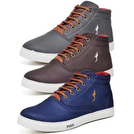 Kit 3 Tênis Casual Masculino Cano Alto Confortável Macio - Polo Blu -  Calçados Masculinos - Magazine Luiza