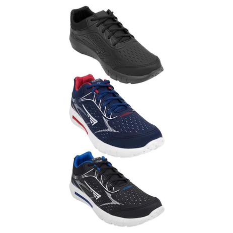Kit 3 Tênis Jogger Zeus Masculino Conforto Moderno Caminhada Menor preço em Kit 3 Tênis Jogger Zeus Masculino Conforto Moderno Caminhada